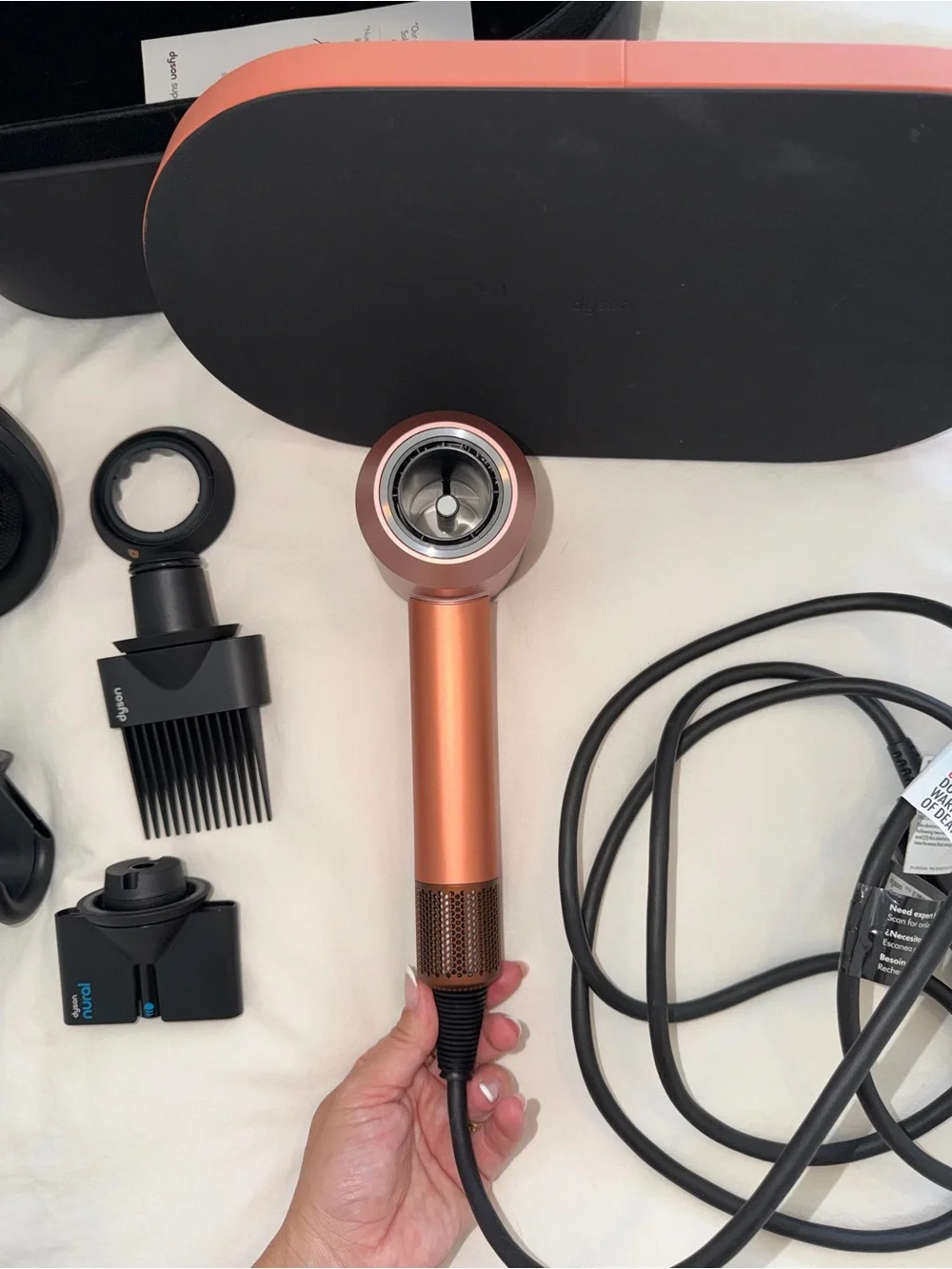 Dyson Supersonic Nural Hair Dryer Ceramic Pink/Rose Gold + Case & Attachments